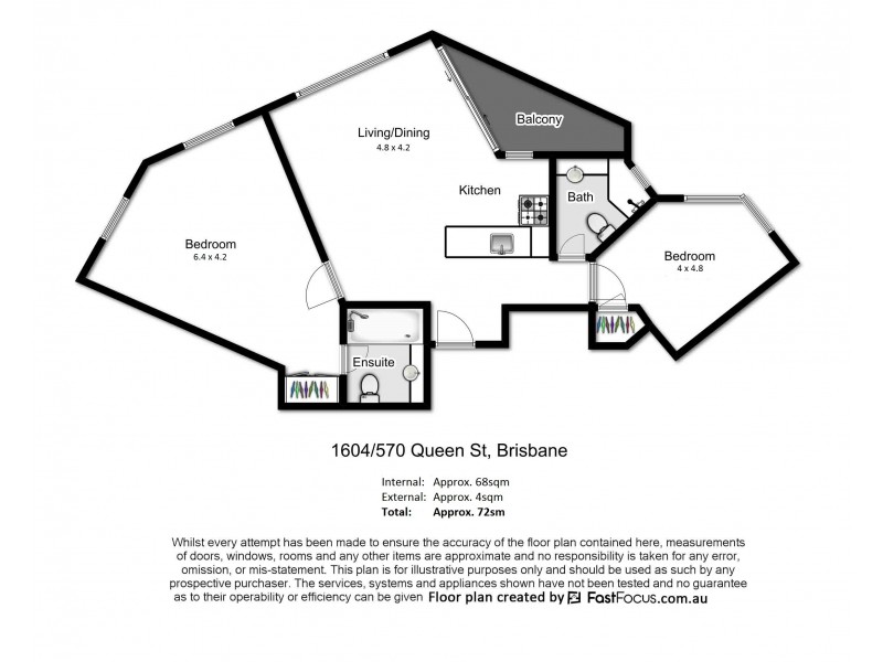 1604/570 Queen Street, Brisbane City QLD 4000 Floorplan