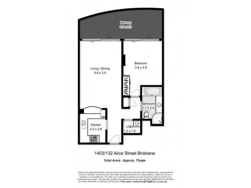 1403/132 Alice Street, Brisbane City QLD 4000 Floorplan