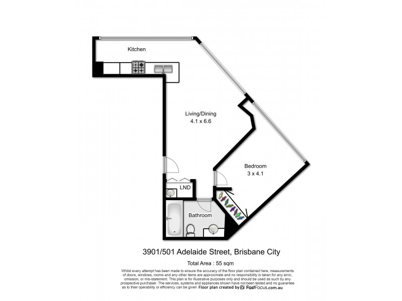3901/501 Adelaide Street, Brisbane City QLD 4000 Floorplan
