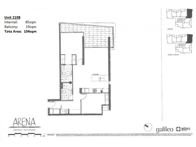 2108/9 Edmondstone Street, South Brisbane QLD 4101 Floorplan