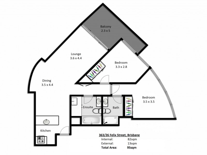 363/26 Felix Street, Brisbane City QLD 4000 Floorplan