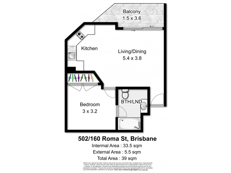 502/160 Roma Street, Brisbane City QLD 4000 Floorplan