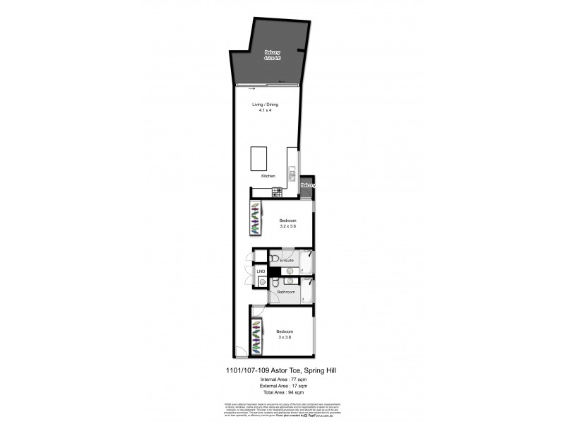 1101/107-109 Astor Terrace, Spring Hill QLD 4000 Floorplan