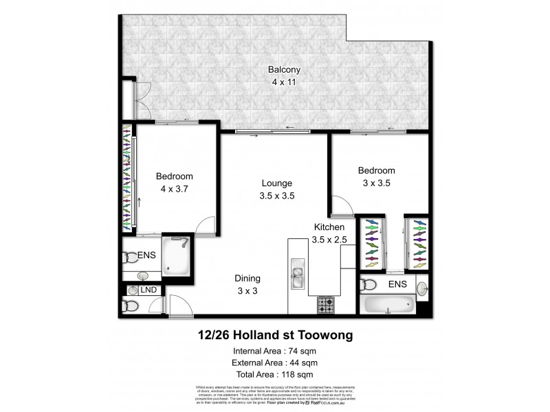 12/26 Holland Street, Toowong QLD 4066 Floorplan