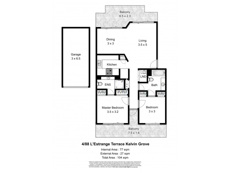 4/88 L’Estrange Tce, Kelvin Grove QLD 4059 Floorplan