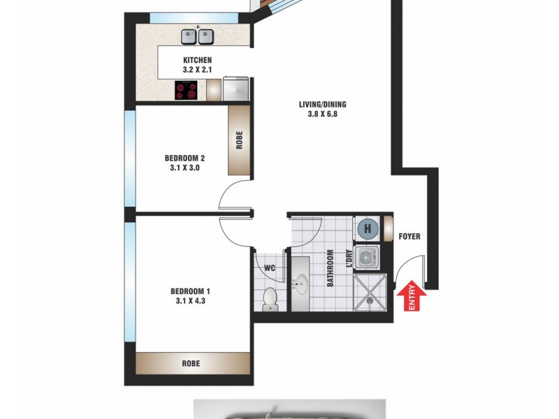 23/53-55 Elizabeth Bay Road, Elizabeth Bay NSW 2011 Floorplan