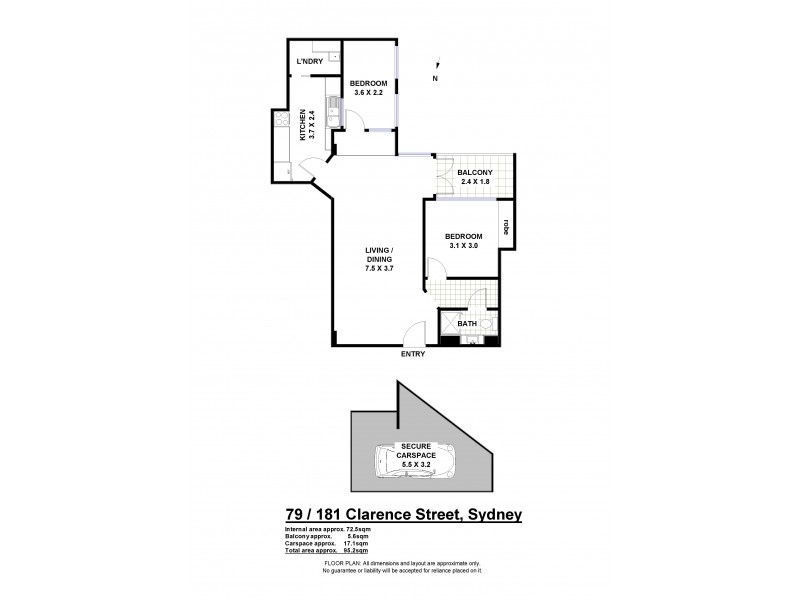 79/181 Clarence Street, Sydney NSW 2000 Floorplan