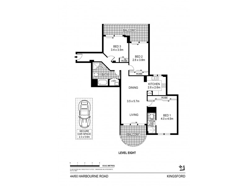 Apt.44 ‘Highpoint’ 60 Harbourne Road, Kingsford NSW 2032 Floorplan