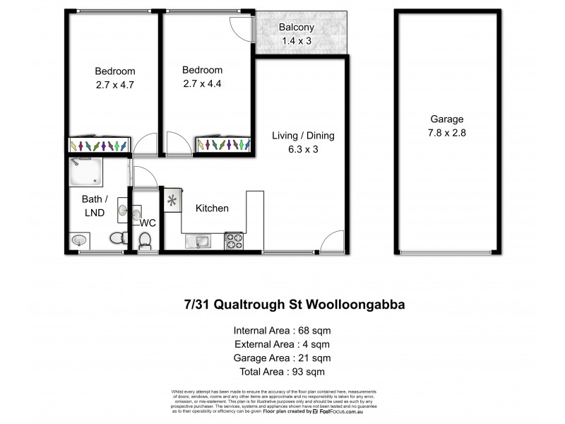 7/31 Qualtrough Street, Woolloongabba QLD 4102 Floorplan