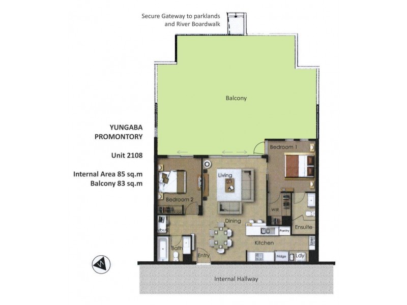 2108/25 Anderson Street, Kangaroo Point QLD 4169 Floorplan