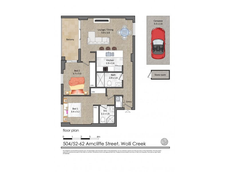 504/52-62 Arncliffe Street, Wolli Creek NSW 2205 Floorplan