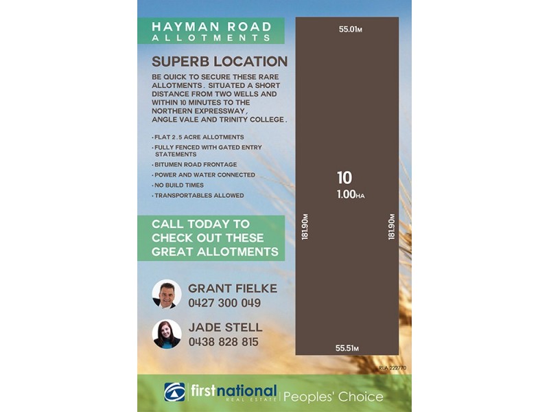 Lot 10 Hayman Road, Lewiston SA 5501