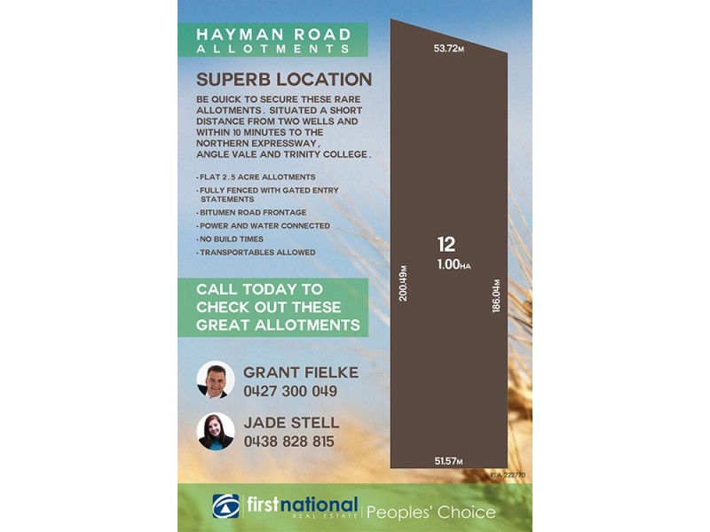 Lot 12 Hayman Road, Lewiston SA 5501