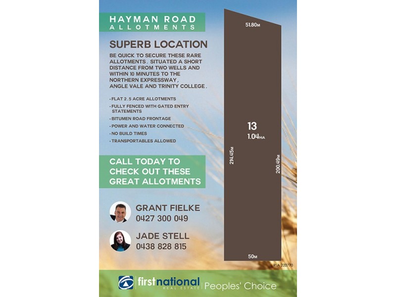 Lot 13 Hayman Road, Lewiston SA 5501