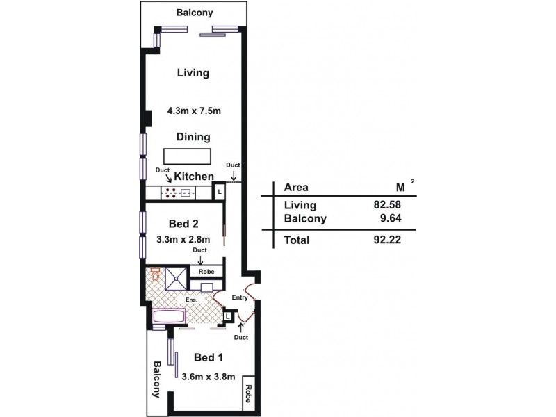 507/104. North Terrace, Adelaide SA 5000 Floorplan