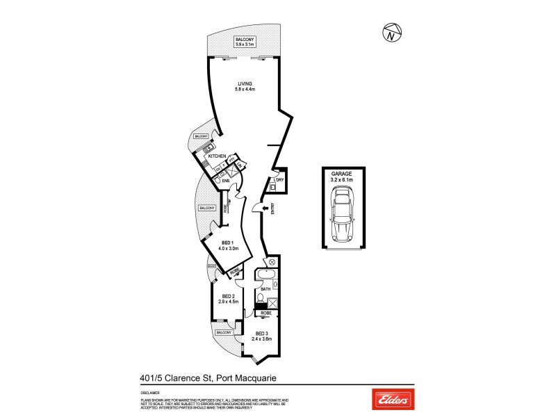 401/5-7 Clarence Street, Port Macquarie NSW 2444 Floorplan