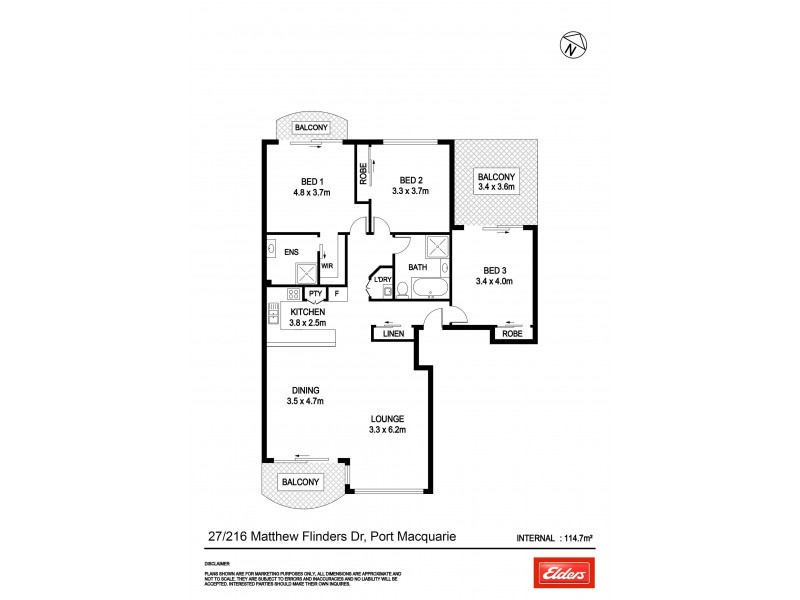 27/216 Matthew Flinders Drive, Port Macquarie NSW 2444 Floorplan
