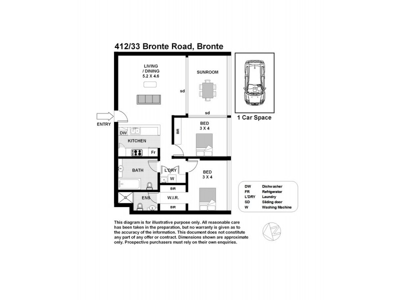 412/33 Bronte Rd, Bondi Junction NSW 2022 Floorplan