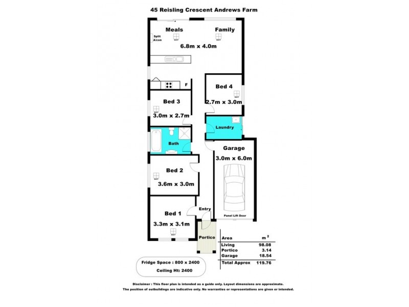 45 Riesling Crescent, Andrews Farm SA 5114 Floorplan