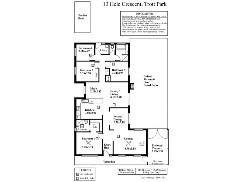 13 HELE CRESCENT, Trott Park SA 5158 Floorplan