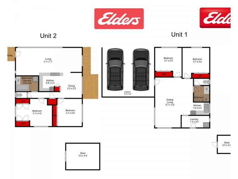 1 and 2/70 Palmers Road, Lakes Entrance VIC 3909 Floorplan