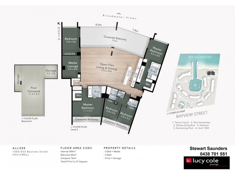 1302/323 Allisee 323 Bayview Street, Hollywell QLD 4216