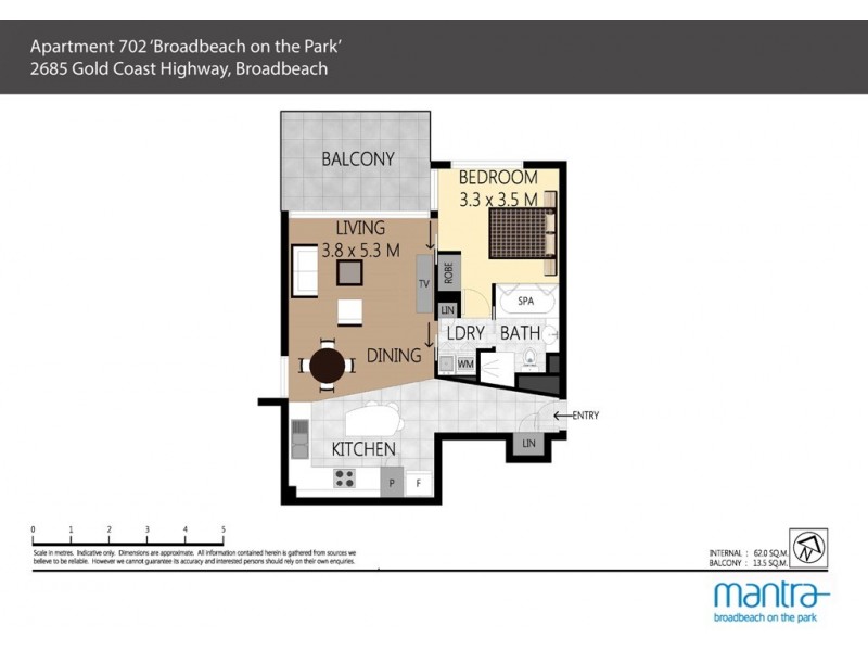 702/2685 ‘Broadbeach On The Park’ Gold Coast Hwy, Broadbeach QLD 4218 Floorplan