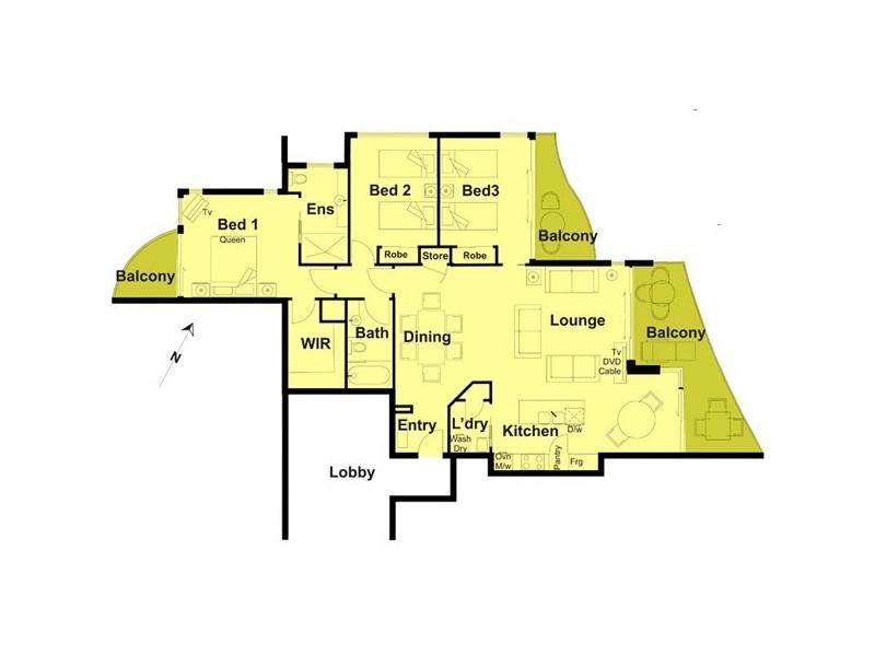 3312/23 ‘Chevron Renaissance’ Ferny Avenue, Surfers Paradise QLD 4217 Floorplan