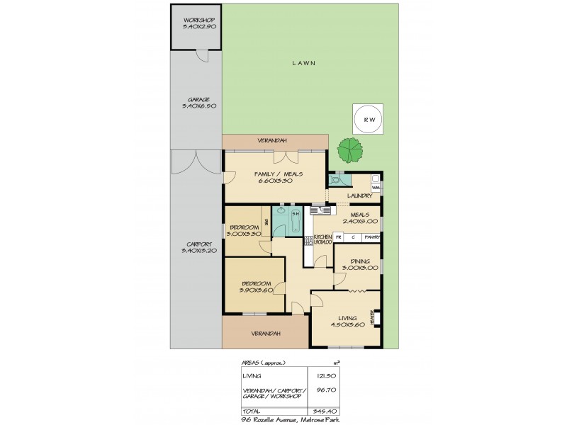 96 Rozelle Avenue, Melrose Park SA 5039 Floorplan