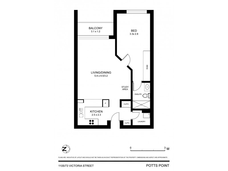 1105/73 Victoria Street, Potts Point NSW 2011 Floorplan