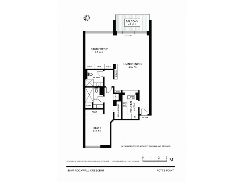 1101/7 Rockwall Crescent, Potts Point NSW 2011 Floorplan