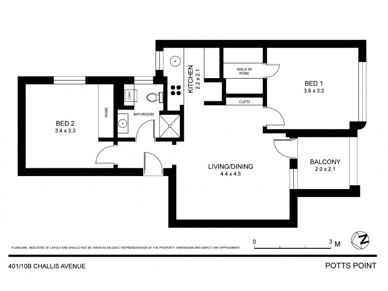 401/10b Challis Avenue, Potts Point NSW 2011 Floorplan
