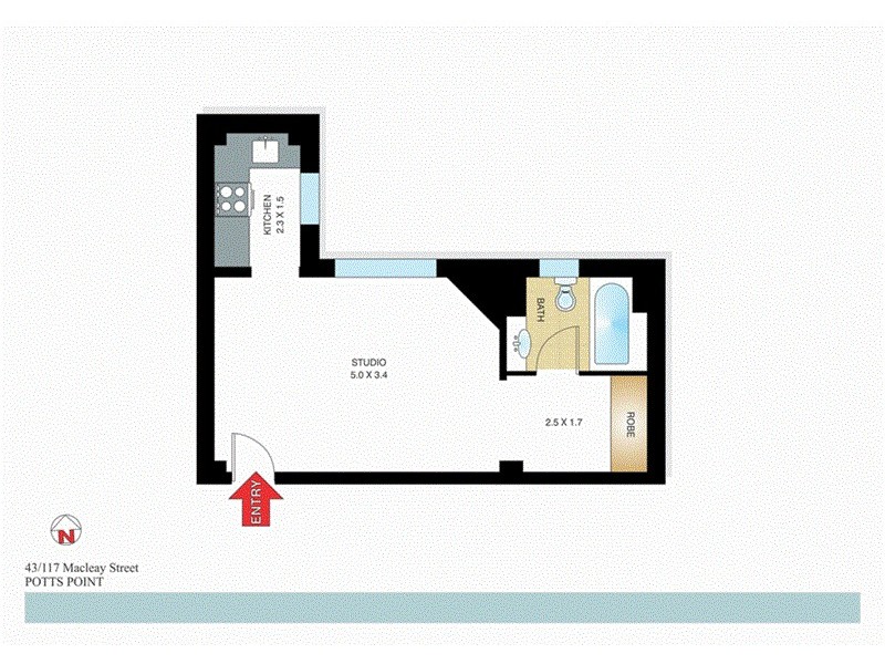 43/117 Macleay Street, Potts Point NSW 2011 Floorplan