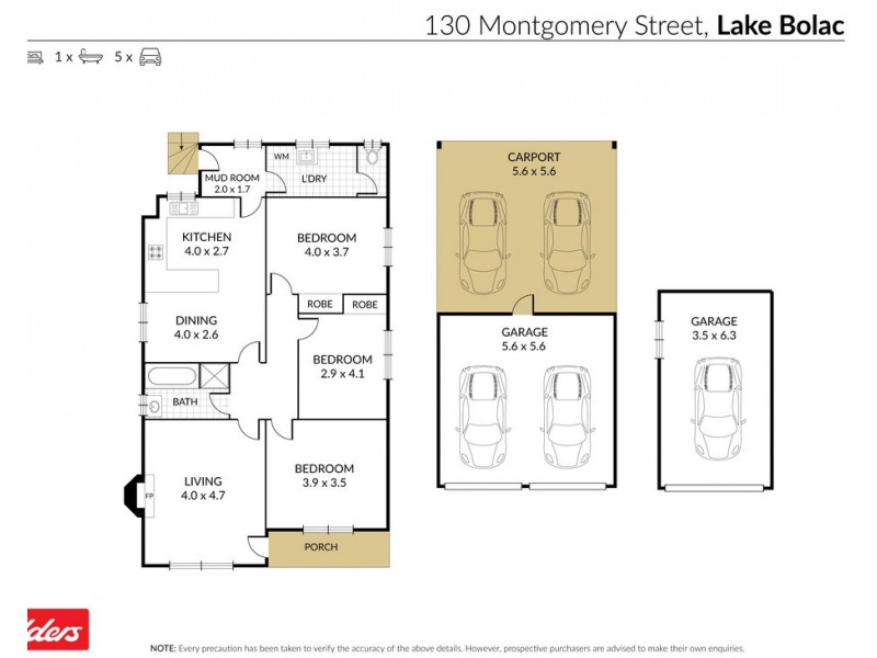 130 Montgomery Street, Lake Bolac VIC 3351 Floorplan