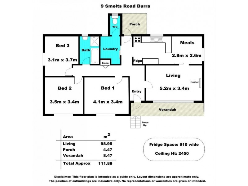 9 Smelts Road, Burra SA 5417 Floorplan