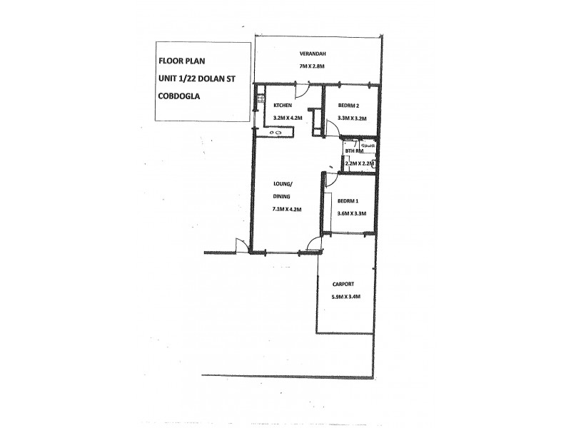 Unit 1/22 Dolan Street, Cobdogla SA 5346 Floorplan