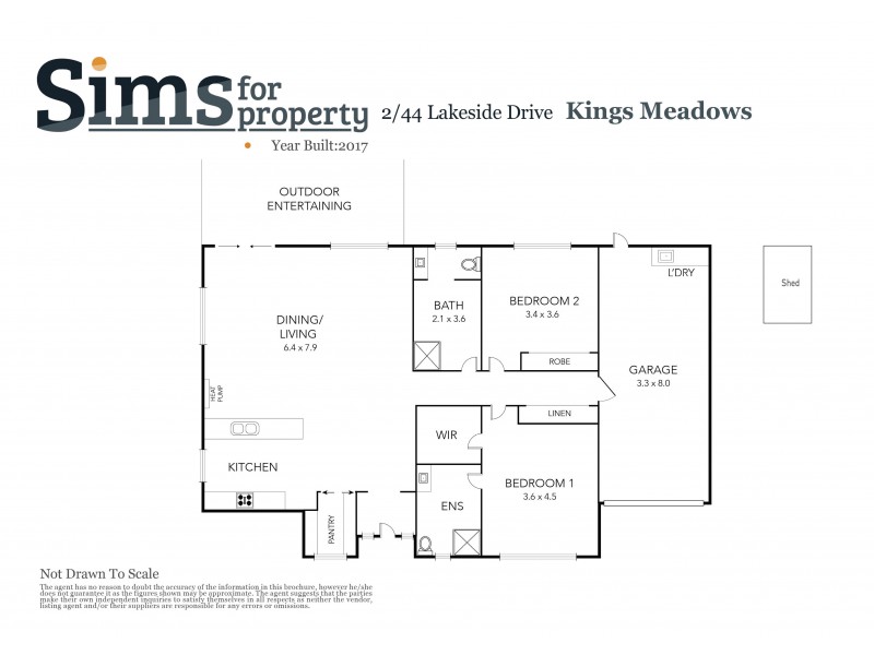 2/44 Lakeside Drive, Kings Meadows TAS 7249 Floorplan
