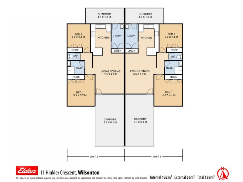 Unit 1 and 2, 11 Hinkler Crescent, Wilsonton QLD 4350 Floorplan