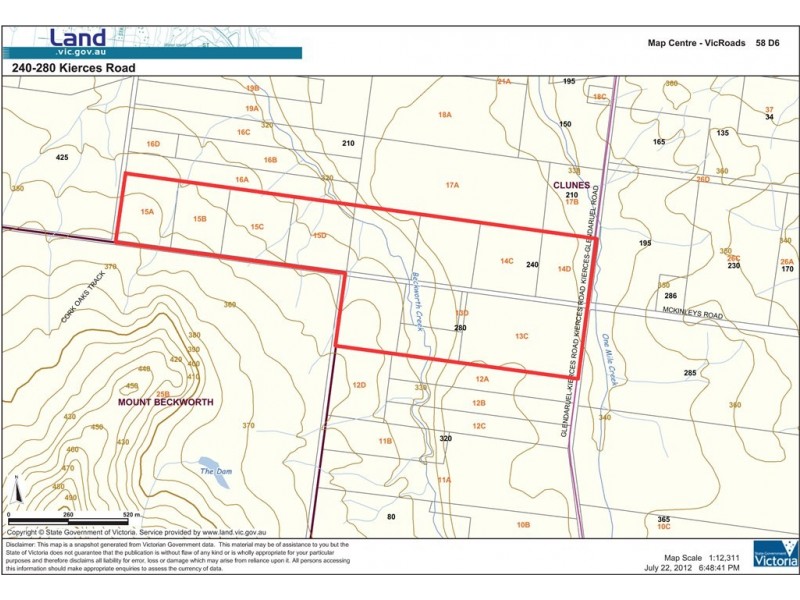 240-280 Kierces Road, Clunes VIC 3370