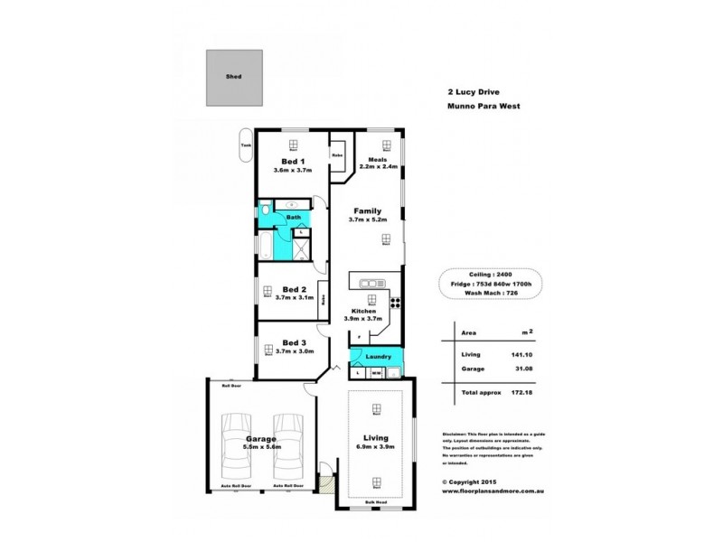 2 Lucy Drive, Munno Para West SA 5115 Floorplan
