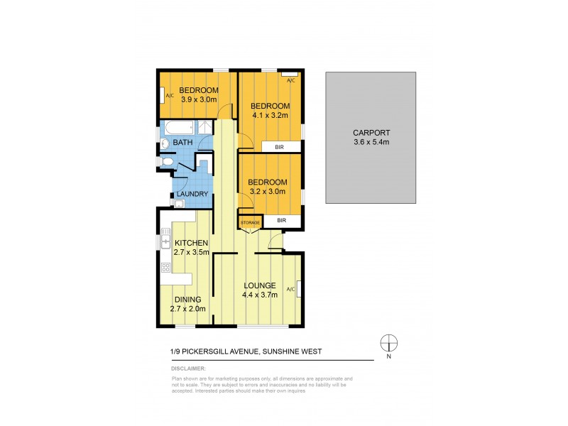1/ 9 PICKERSGILL AVENUE, Sunshine West VIC 3020 Floorplan