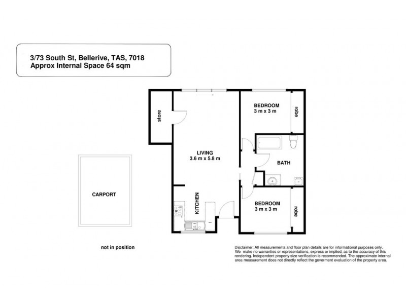 3/73 South Street, Bellerive TAS 7018 Floorplan