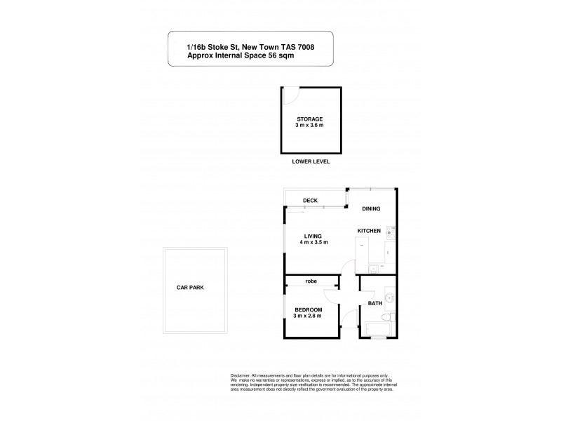 1/16B Stoke Street, New Town TAS 7008 Floorplan