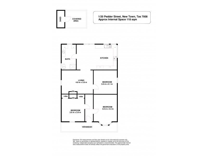 1/20 Pedder Street, New Town TAS 7008 Floorplan
