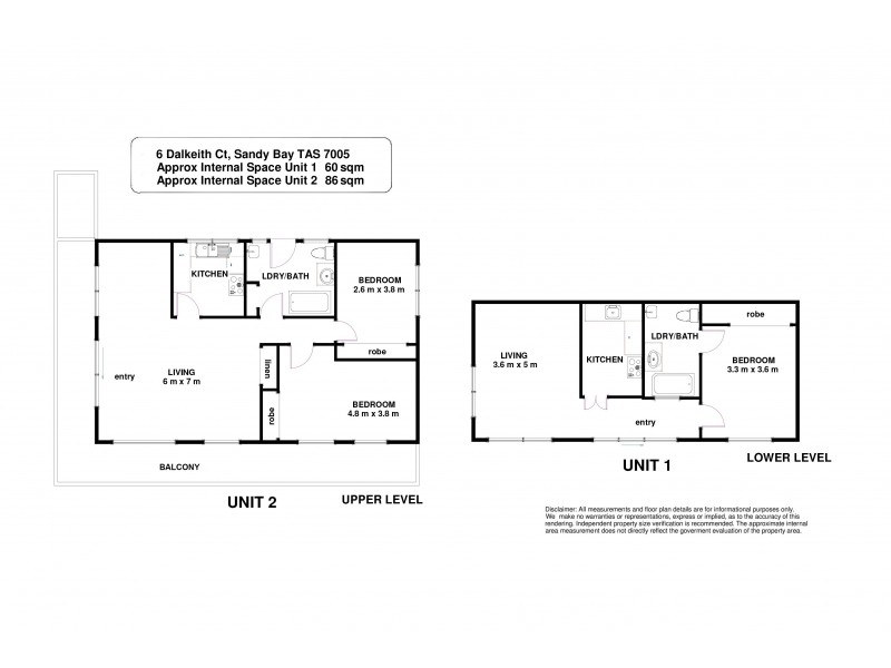 1 and 2 /6 Dalkeith Court, Sandy Bay TAS 7005 Floorplan