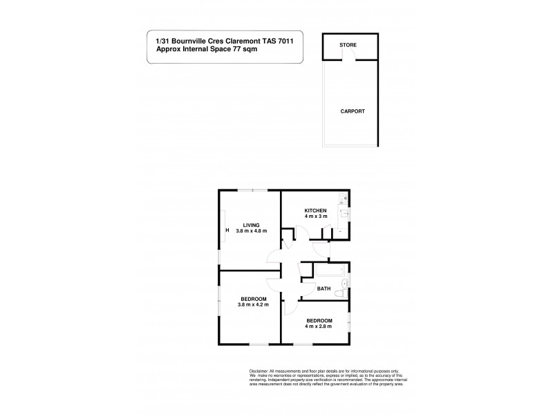1/31 Bournville Crescent, Claremont TAS 7011 Floorplan
