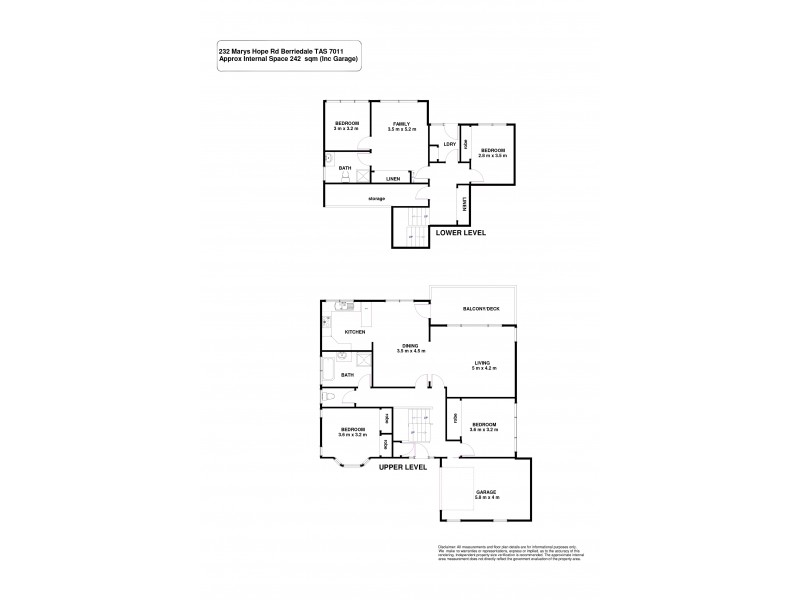 232 Marys Hope Road, Berriedale TAS 7011 Floorplan