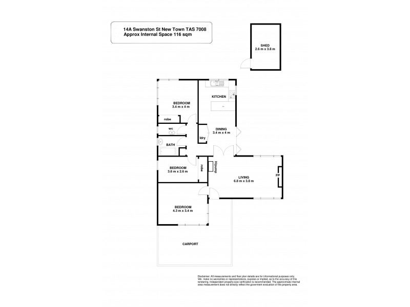 14A Swanston Street, New Town TAS 7008 Floorplan