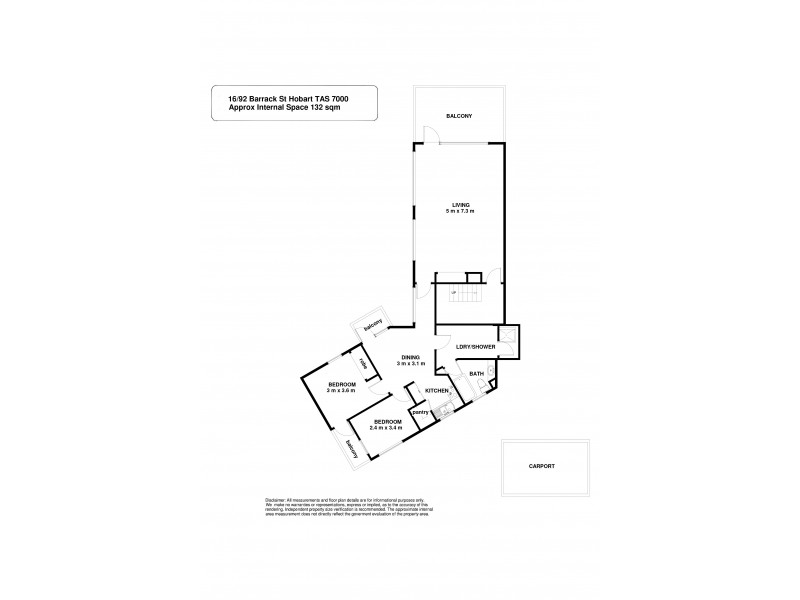 16/92 Barrack Street, Hobart TAS 7000 Floorplan