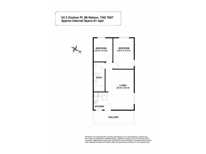 2/2 Onslow Place, Mount Nelson TAS 7007 Floorplan